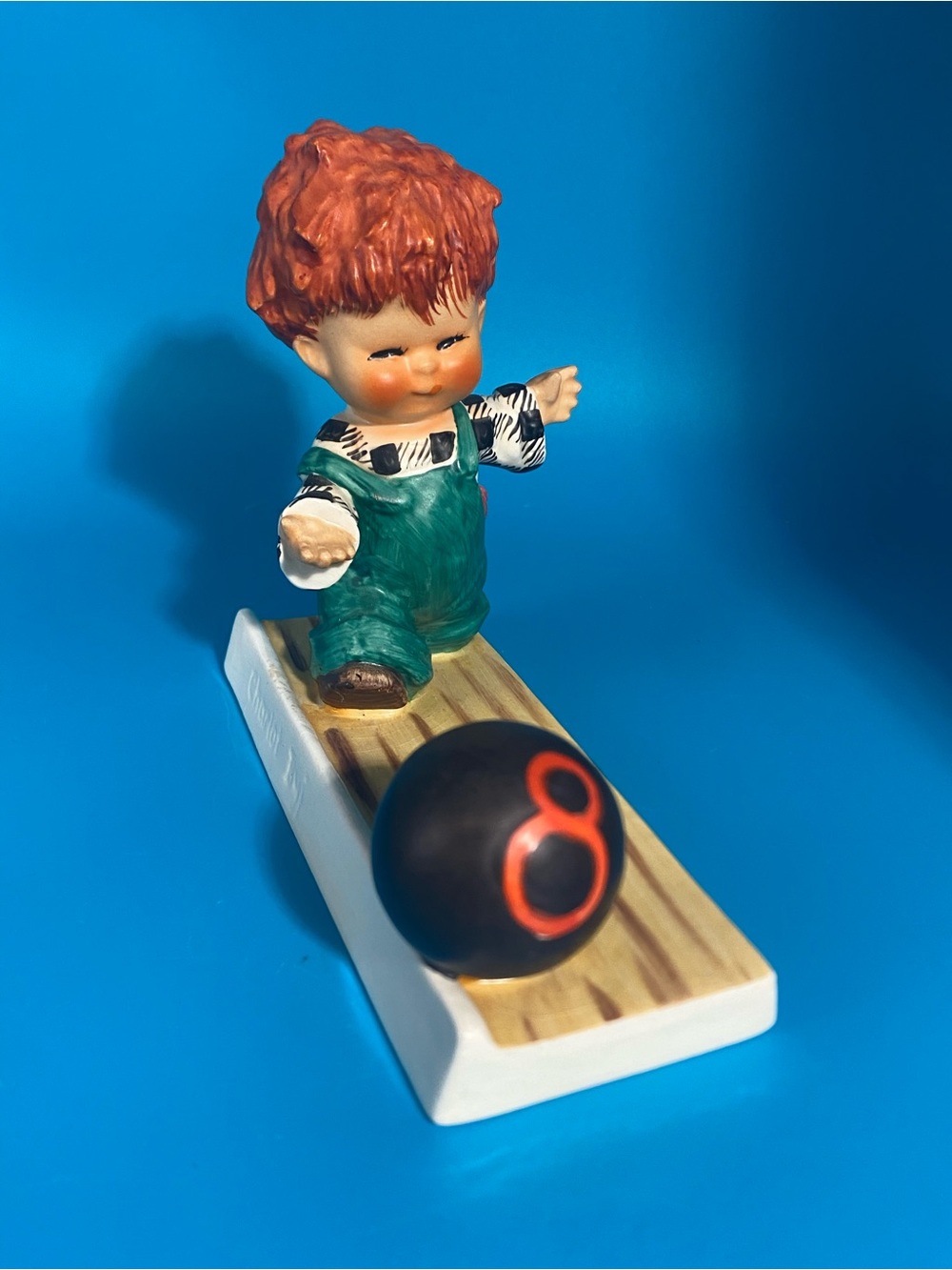 Goebel "STRIKE" Red Head Boy Bowling 4" Figurine 1957